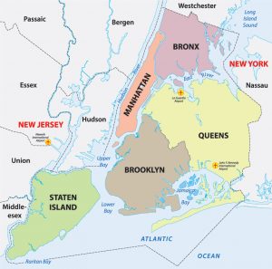 mapa de distritos mas famosos de nueva york